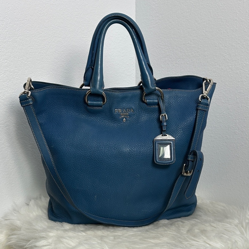 Authentic Prada Two-Way Leather Tote Bag